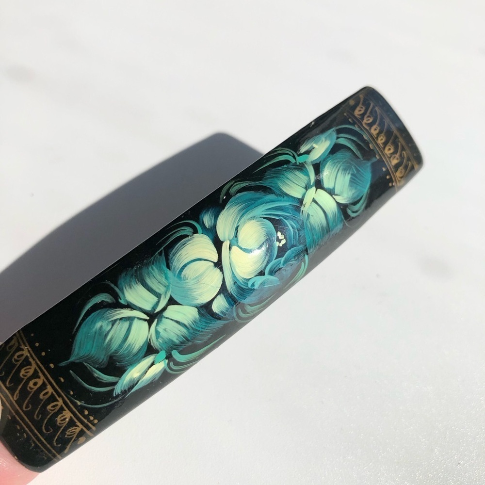 Vintage hand painted wooden Floral Hair Clip